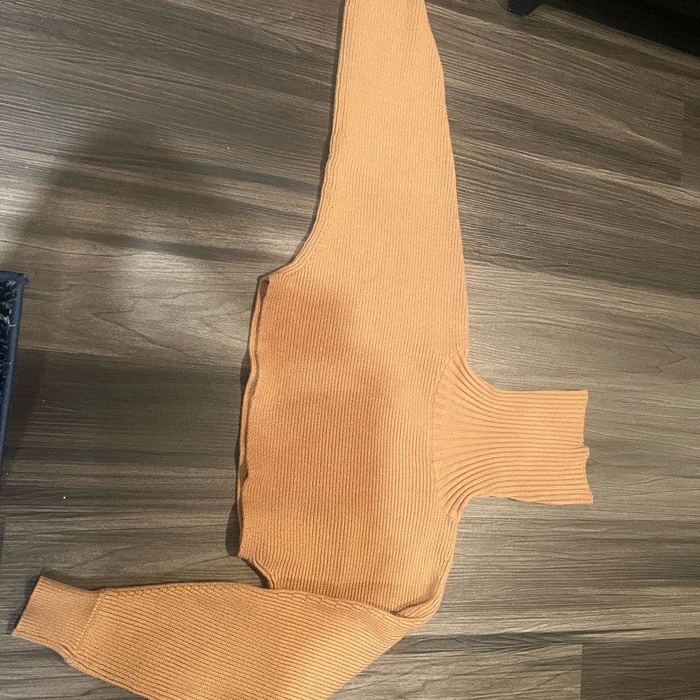 L'Academie Camel Turtleneck Crop Sweater